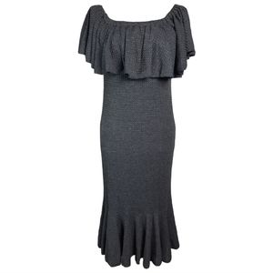 Lularoe Cici Gray Waffle Knit Mermaid Flounce Dress NWT SZ XS